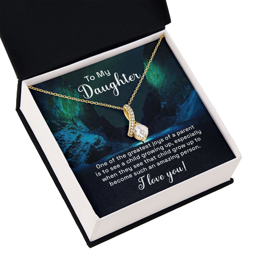 To My Daughter One of the Greatest Joys of a Parent Alluring Ribbon Necklace Message Card-Express Your Love Gifts