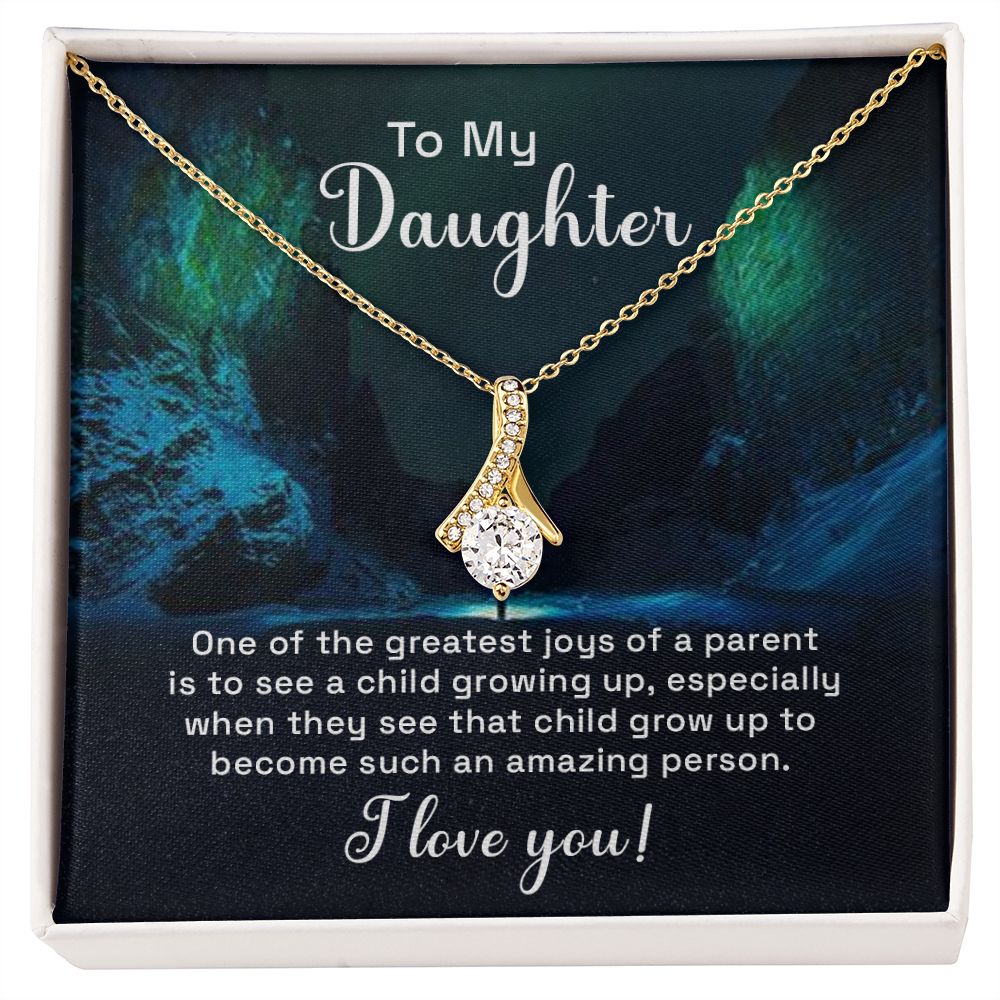 To My Daughter One of the Greatest Joys of a Parent Alluring Ribbon Necklace Message Card-Express Your Love Gifts