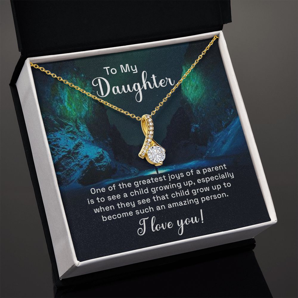 To My Daughter One of the Greatest Joys of a Parent Alluring Ribbon Necklace Message Card-Express Your Love Gifts