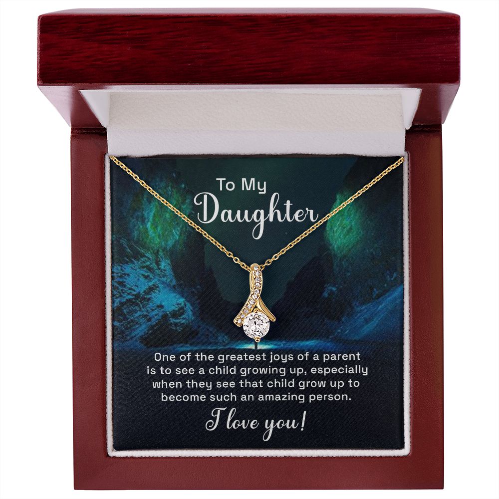 To My Daughter One of the Greatest Joys of a Parent Alluring Ribbon Necklace Message Card-Express Your Love Gifts