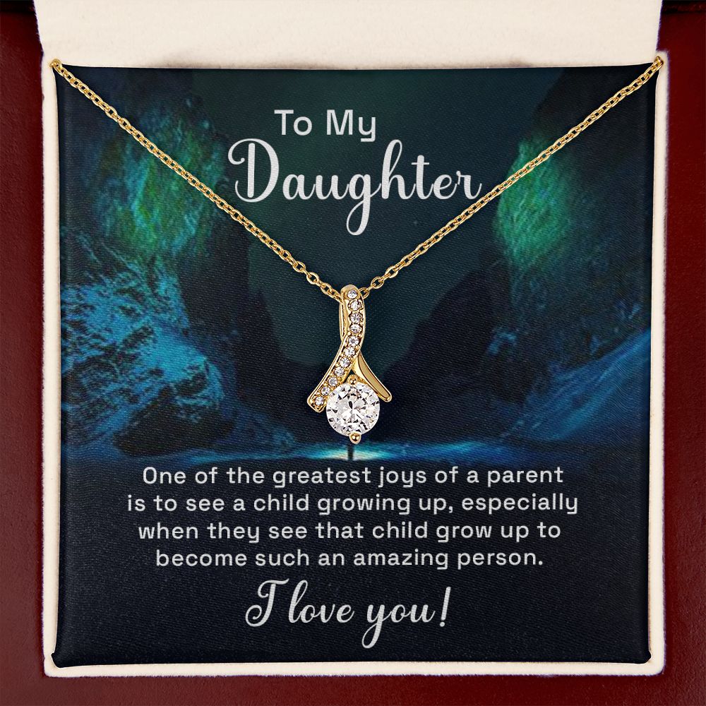 To My Daughter One of the Greatest Joys of a Parent Alluring Ribbon Necklace Message Card-Express Your Love Gifts