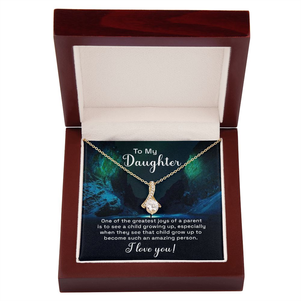 To My Daughter One of the Greatest Joys of a Parent Alluring Ribbon Necklace Message Card-Express Your Love Gifts