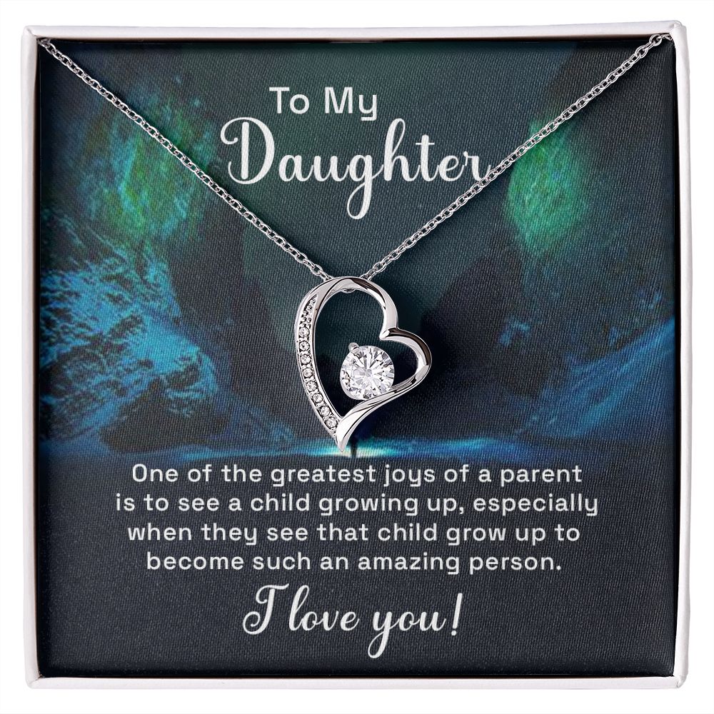 To My Daughter One of the Greatest Joys of a Parent Forever Necklace w Message Card-Express Your Love Gifts