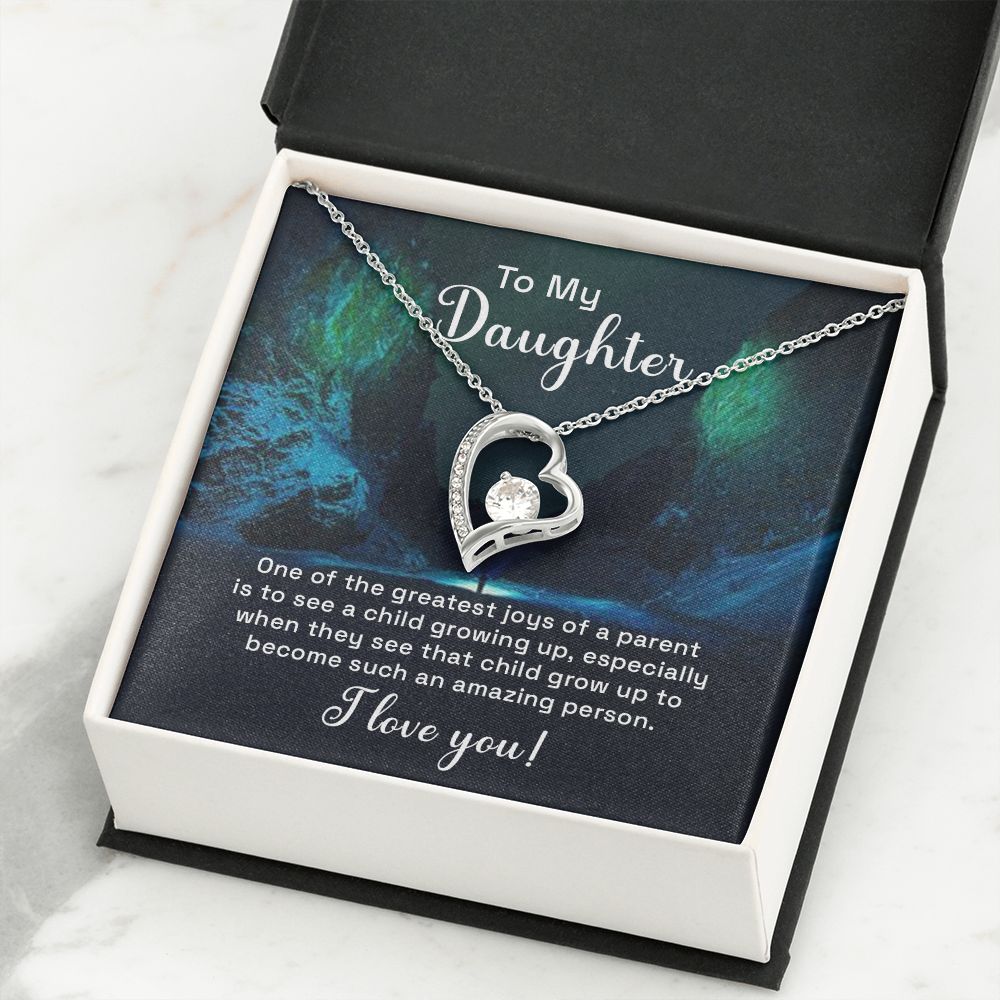 To My Daughter One of the Greatest Joys of a Parent Forever Necklace w Message Card-Express Your Love Gifts