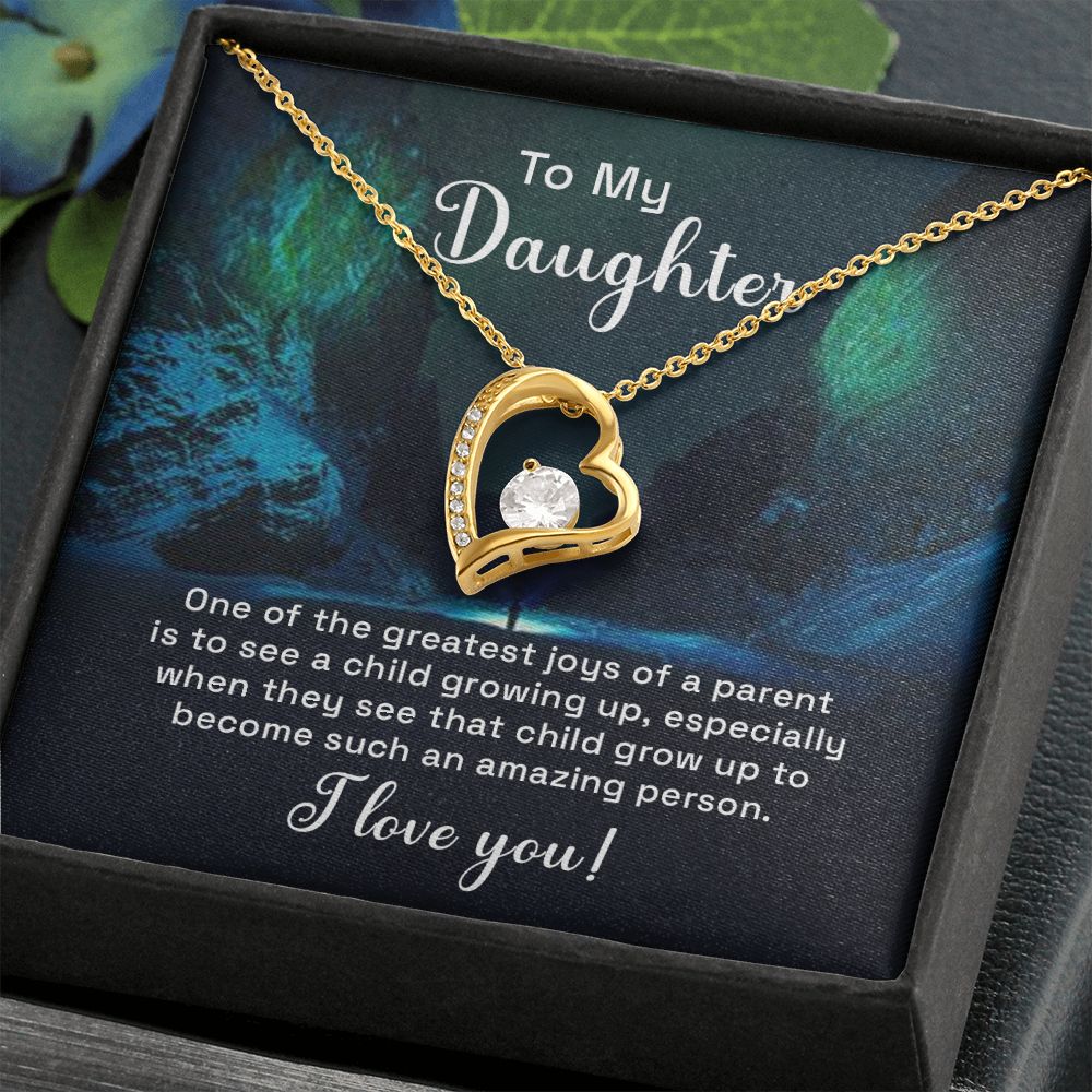 To My Daughter One of the Greatest Joys of a Parent Forever Necklace w Message Card-Express Your Love Gifts