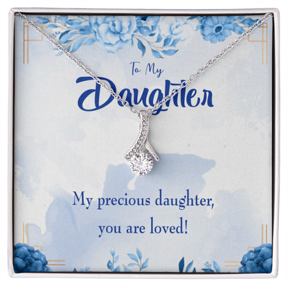 To My Daughter Precious Daughter Alluring Ribbon Necklace Message Card-Express Your Love Gifts