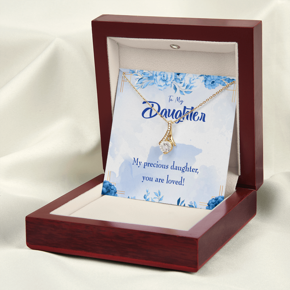 To My Daughter Precious Daughter Alluring Ribbon Necklace Message Card-Express Your Love Gifts