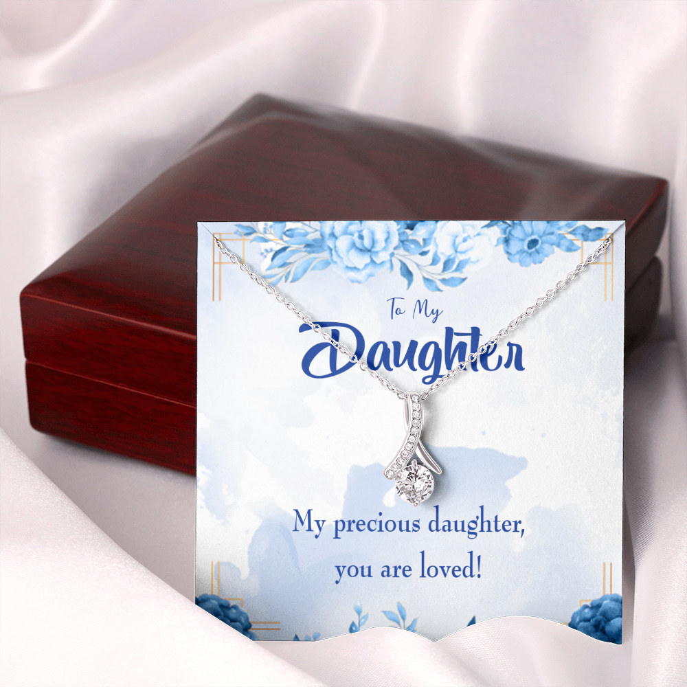 To My Daughter Precious Daughter Alluring Ribbon Necklace Message Card-Express Your Love Gifts