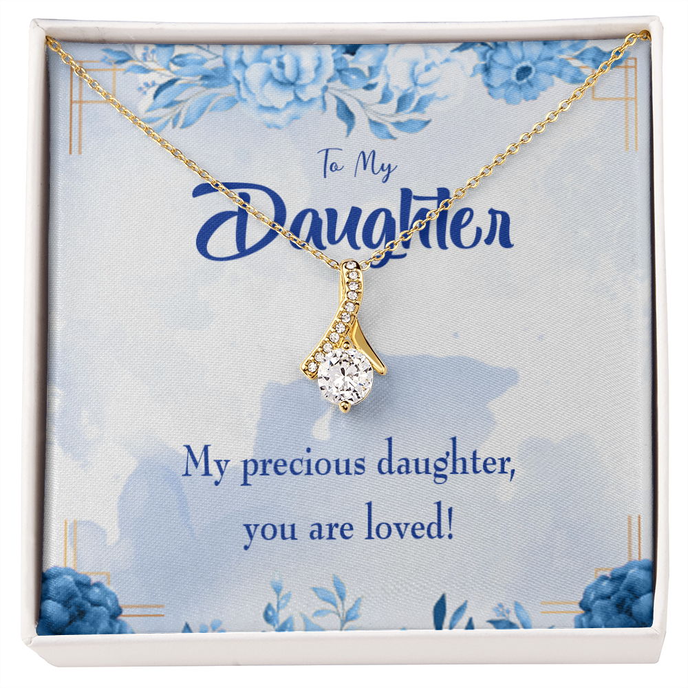 To My Daughter Precious Daughter Alluring Ribbon Necklace Message Card-Express Your Love Gifts