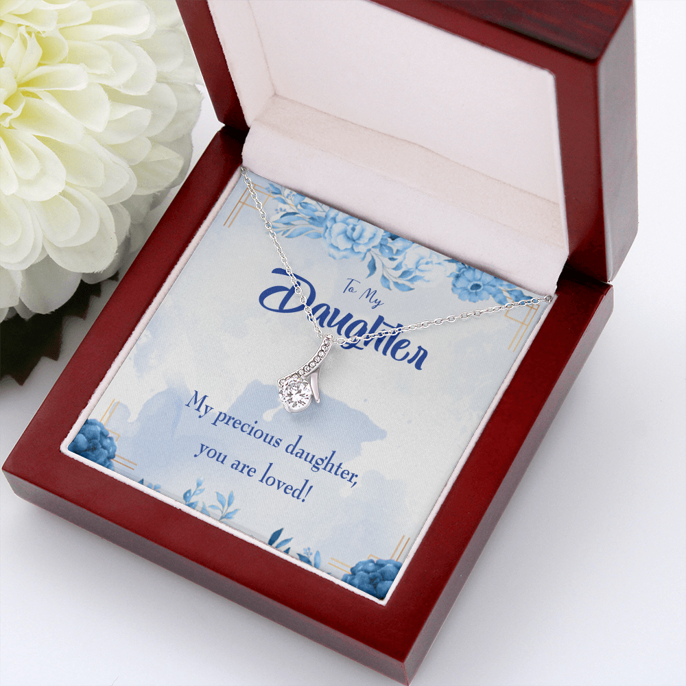 To My Daughter Precious Daughter Alluring Ribbon Necklace Message Card-Express Your Love Gifts