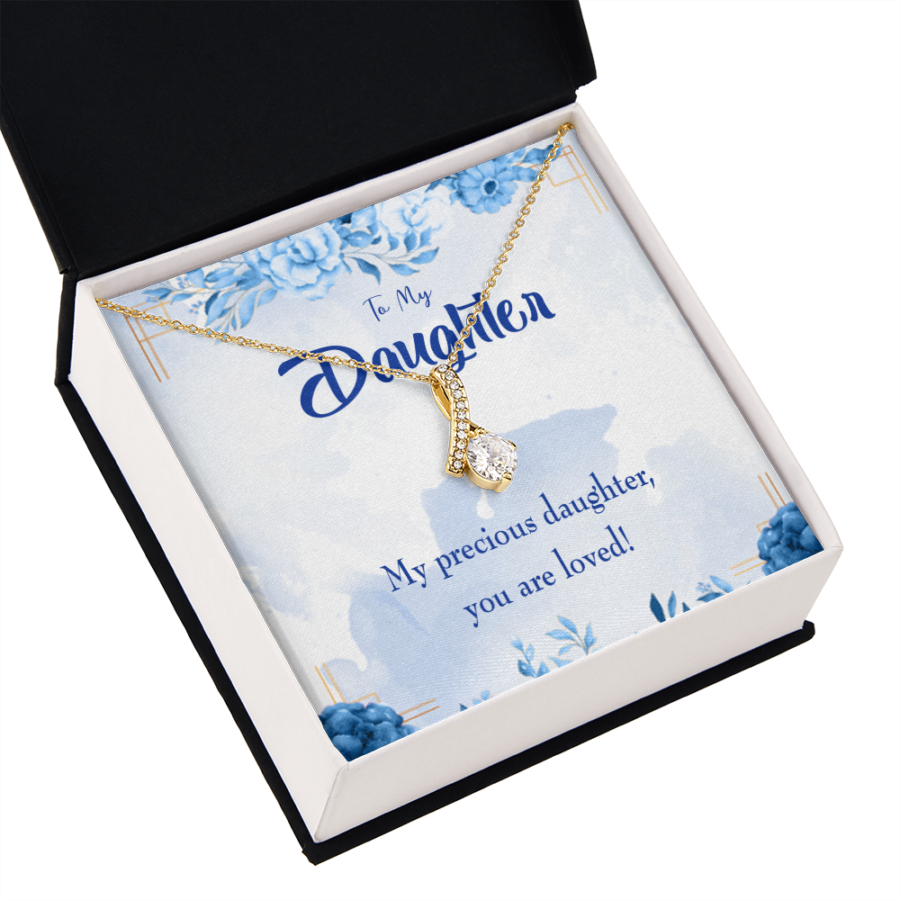 To My Daughter Precious Daughter Alluring Ribbon Necklace Message Card-Express Your Love Gifts