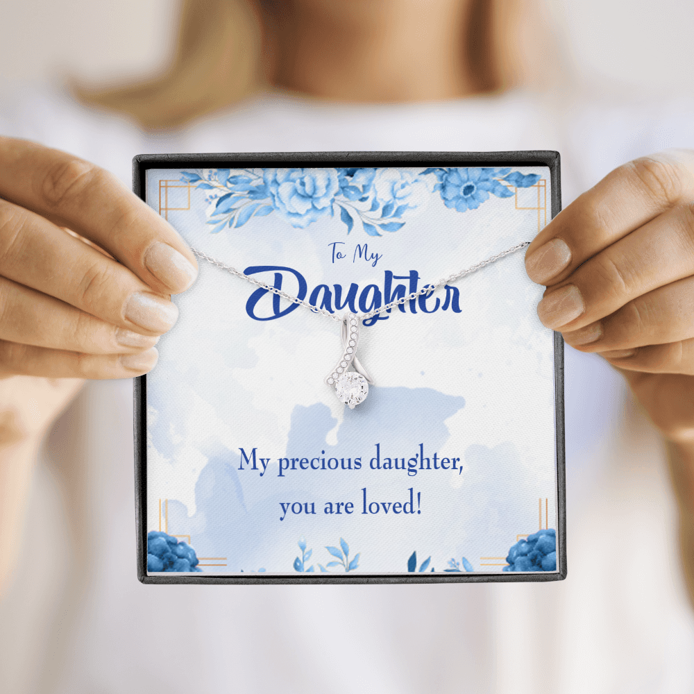 To My Daughter Precious Daughter Alluring Ribbon Necklace Message Card-Express Your Love Gifts