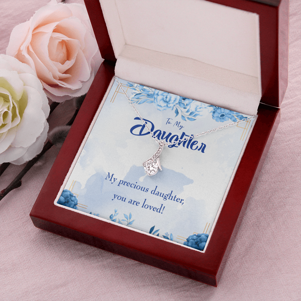 To My Daughter Precious Daughter Alluring Ribbon Necklace Message Card-Express Your Love Gifts