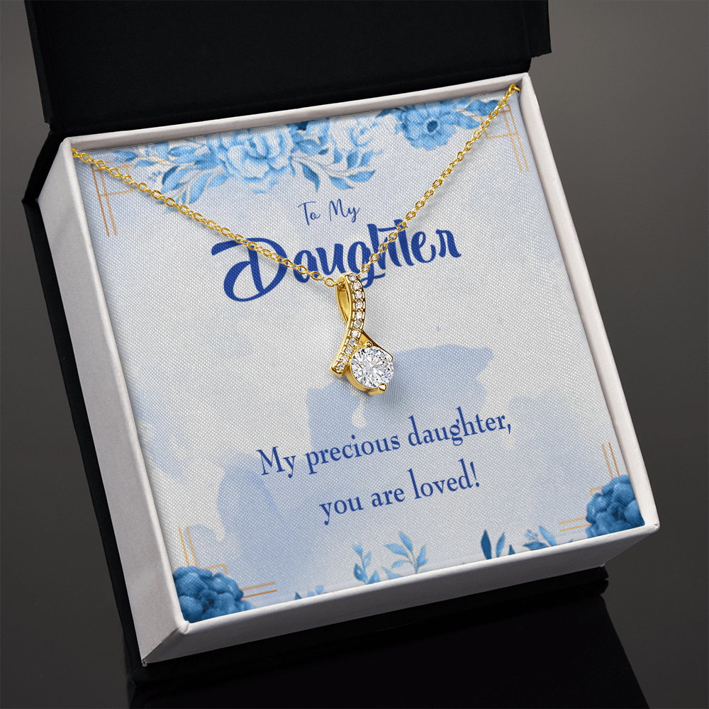 To My Daughter Precious Daughter Alluring Ribbon Necklace Message Card-Express Your Love Gifts