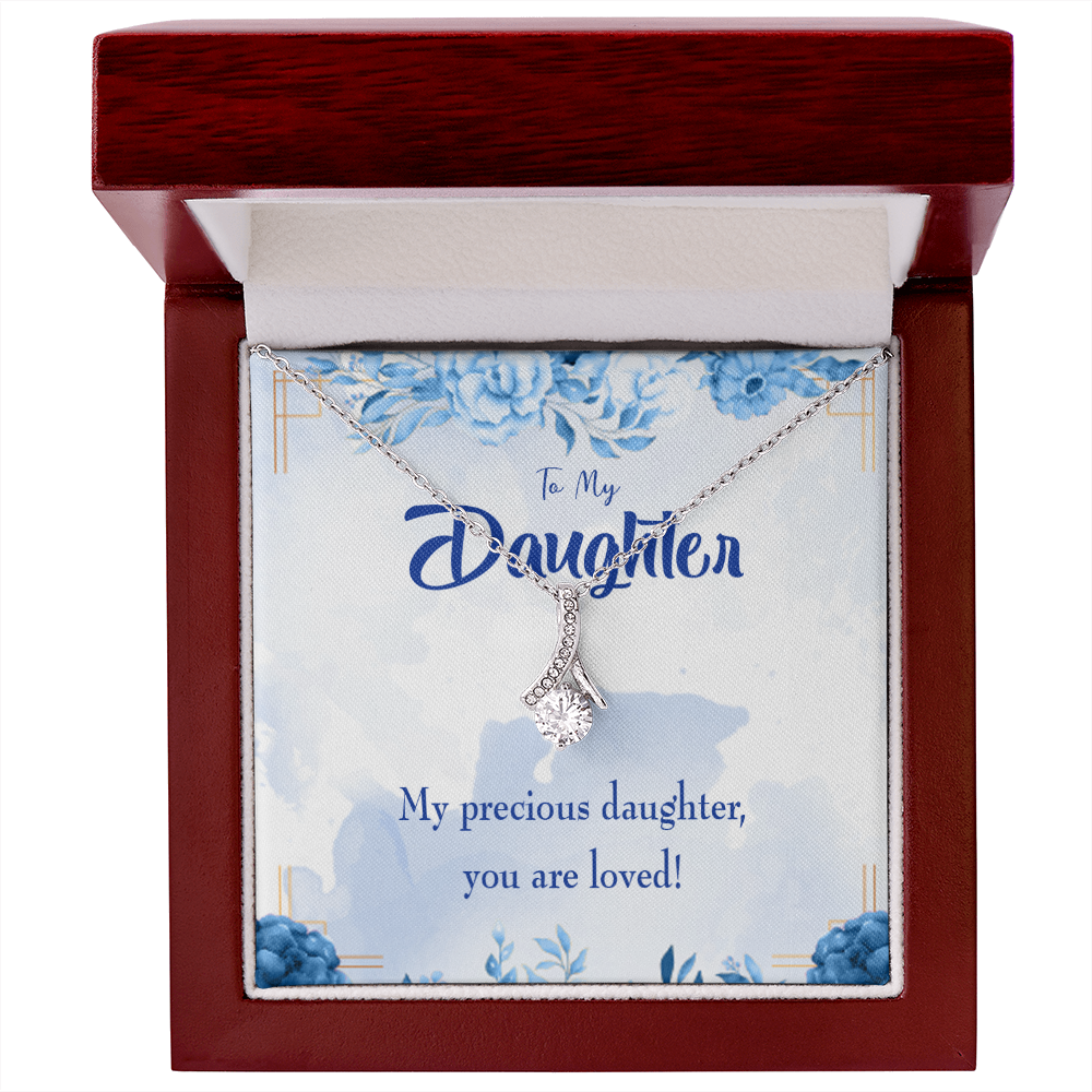To My Daughter Precious Daughter Alluring Ribbon Necklace Message Card-Express Your Love Gifts