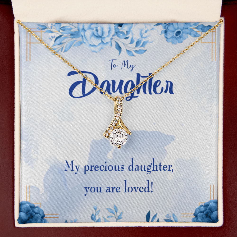 To My Daughter Precious Daughter Alluring Ribbon Necklace Message Card-Express Your Love Gifts