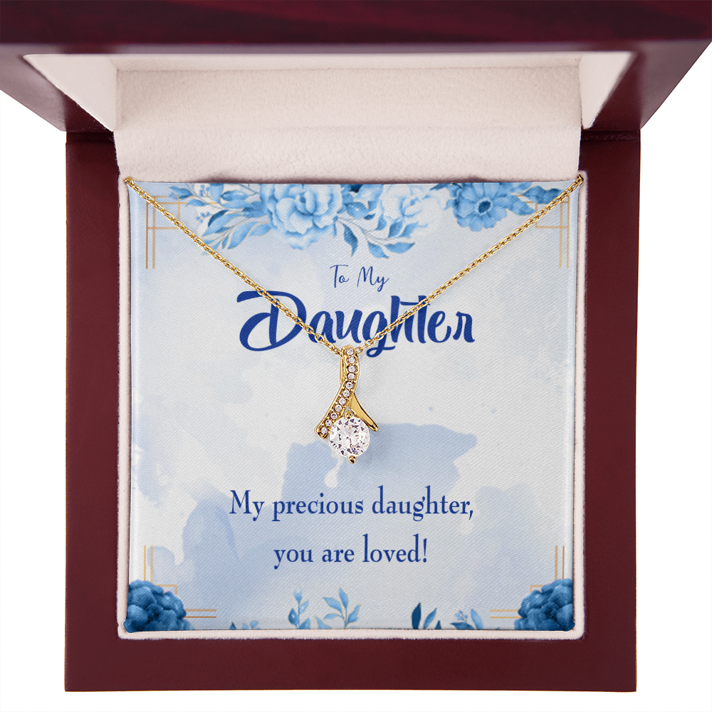 To My Daughter Precious Daughter Alluring Ribbon Necklace Message Card-Express Your Love Gifts