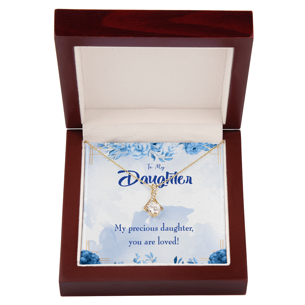 To My Daughter Precious Daughter Alluring Ribbon Necklace Message Card-Express Your Love Gifts