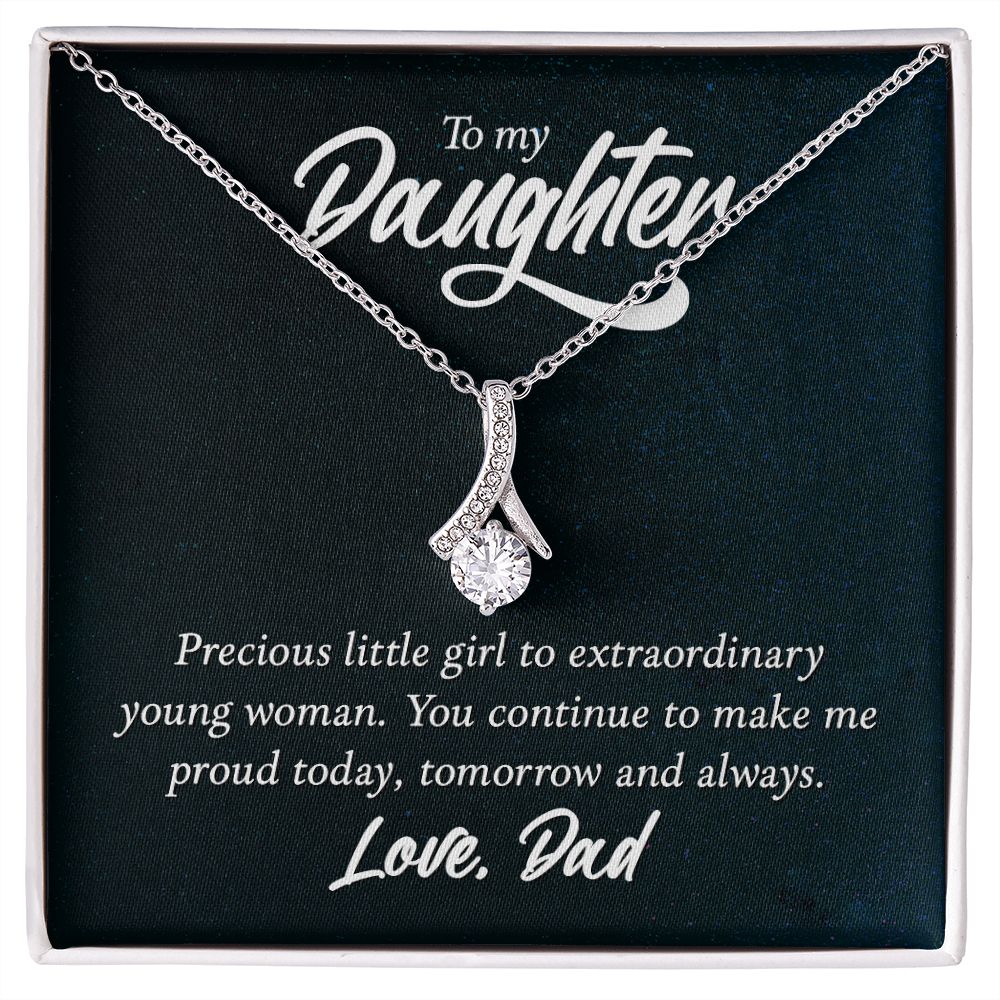 To My Daughter Precious Little Girl Alluring Ribbon Necklace Message Card-Express Your Love Gifts