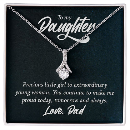 To My Daughter Precious Little Girl Alluring Ribbon Necklace Message Card-Express Your Love Gifts