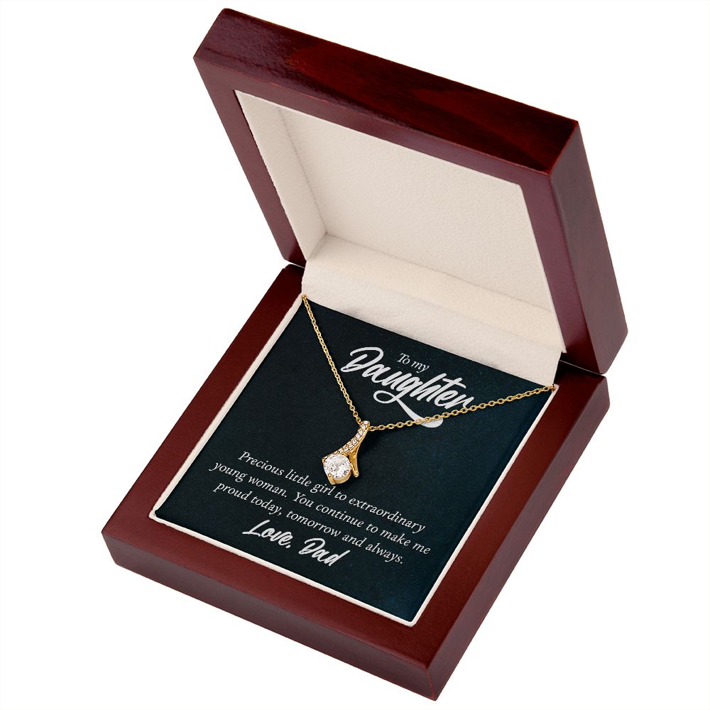 To My Daughter Precious Little Girl Alluring Ribbon Necklace Message Card-Express Your Love Gifts