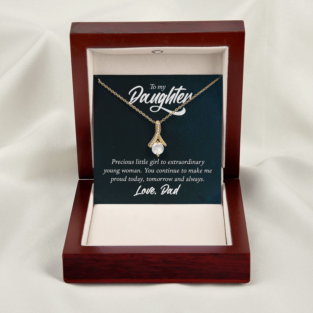 To My Daughter Precious Little Girl Alluring Ribbon Necklace Message Card-Express Your Love Gifts