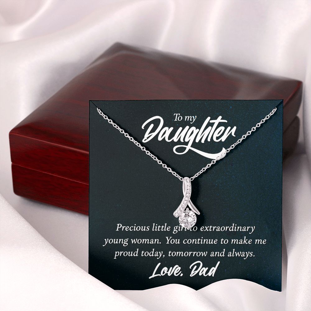 To My Daughter Precious Little Girl Alluring Ribbon Necklace Message Card-Express Your Love Gifts