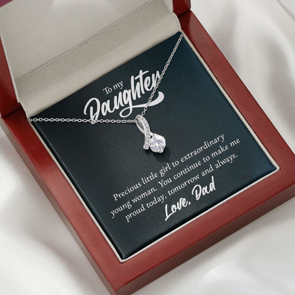 To My Daughter Precious Little Girl Alluring Ribbon Necklace Message Card-Express Your Love Gifts