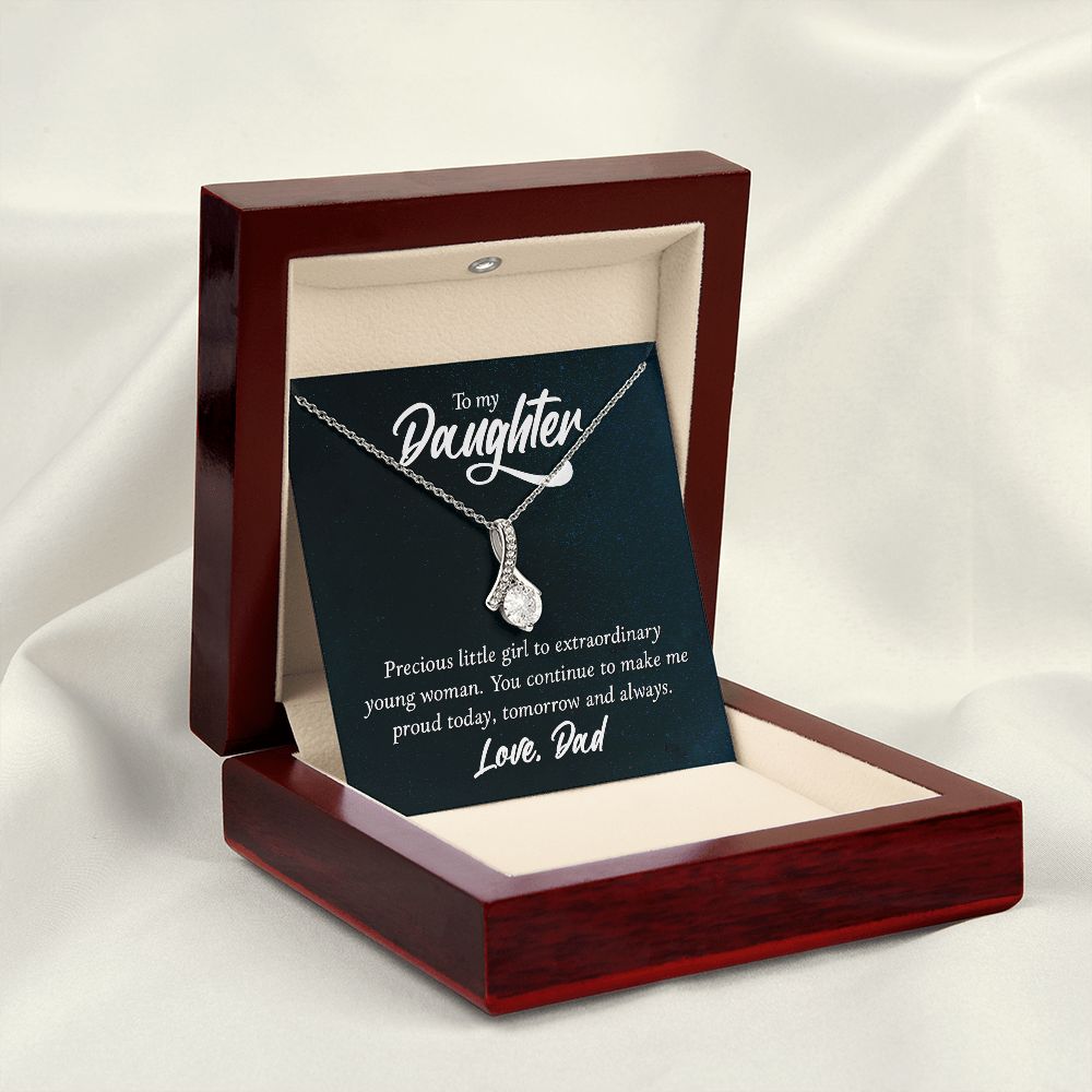 To My Daughter Precious Little Girl Alluring Ribbon Necklace Message Card-Express Your Love Gifts