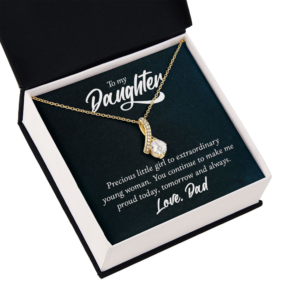To My Daughter Precious Little Girl Alluring Ribbon Necklace Message Card-Express Your Love Gifts