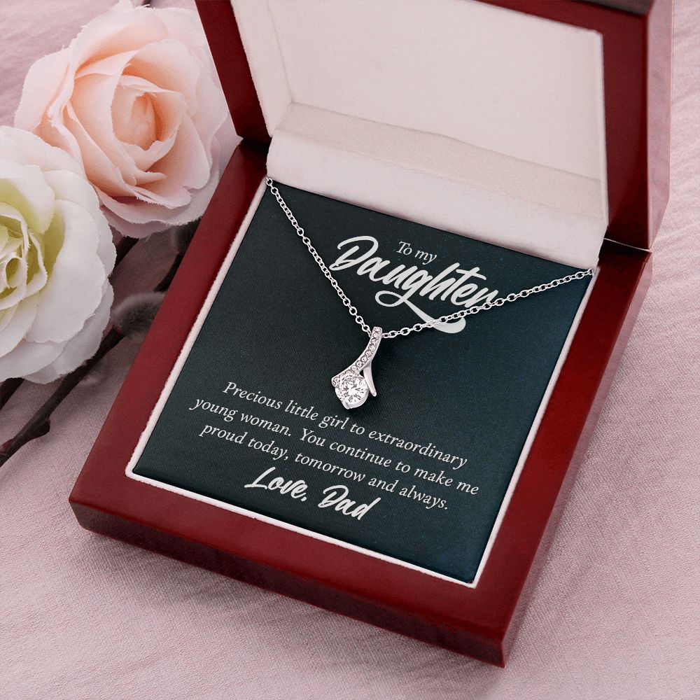 To My Daughter Precious Little Girl Alluring Ribbon Necklace Message Card-Express Your Love Gifts