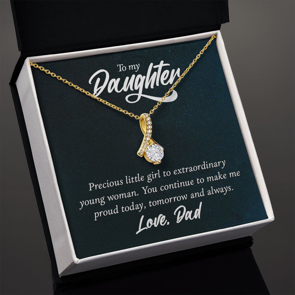 To My Daughter Precious Little Girl Alluring Ribbon Necklace Message Card-Express Your Love Gifts