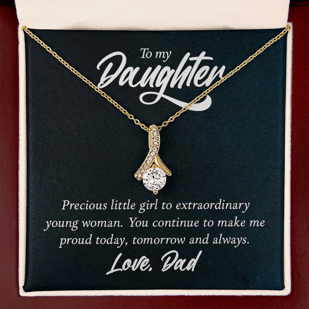 To My Daughter Precious Little Girl Alluring Ribbon Necklace Message Card-Express Your Love Gifts