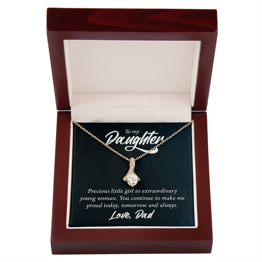 To My Daughter Precious Little Girl Alluring Ribbon Necklace Message Card-Express Your Love Gifts