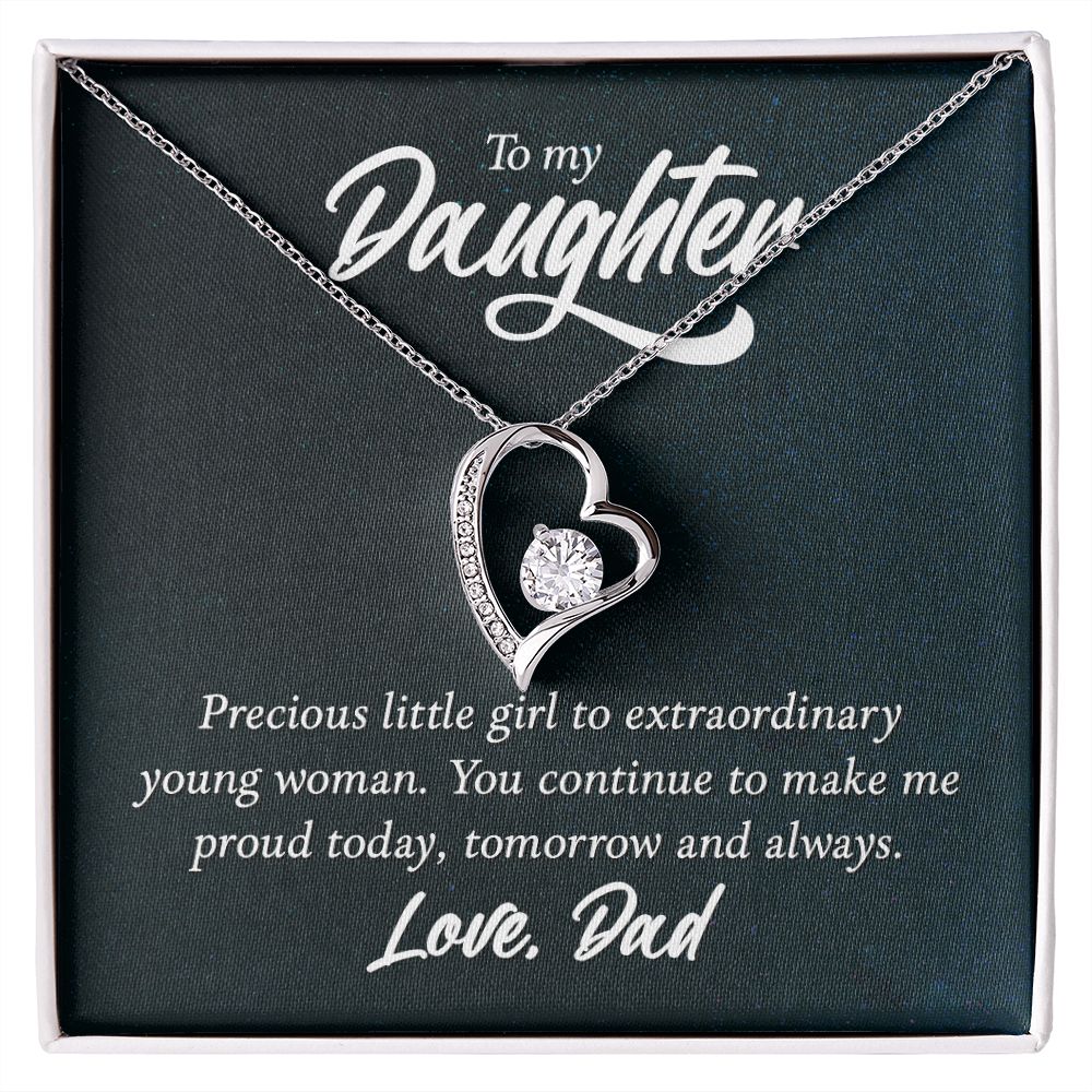 To My Daughter Precious Little Girl Forever Necklace w Message Card-Express Your Love Gifts