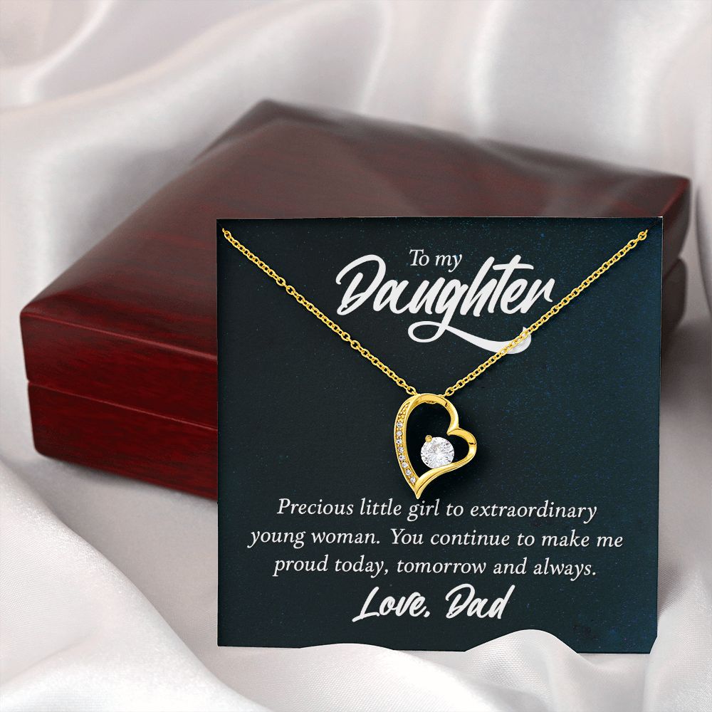 To My Daughter Precious Little Girl Forever Necklace w Message Card-Express Your Love Gifts
