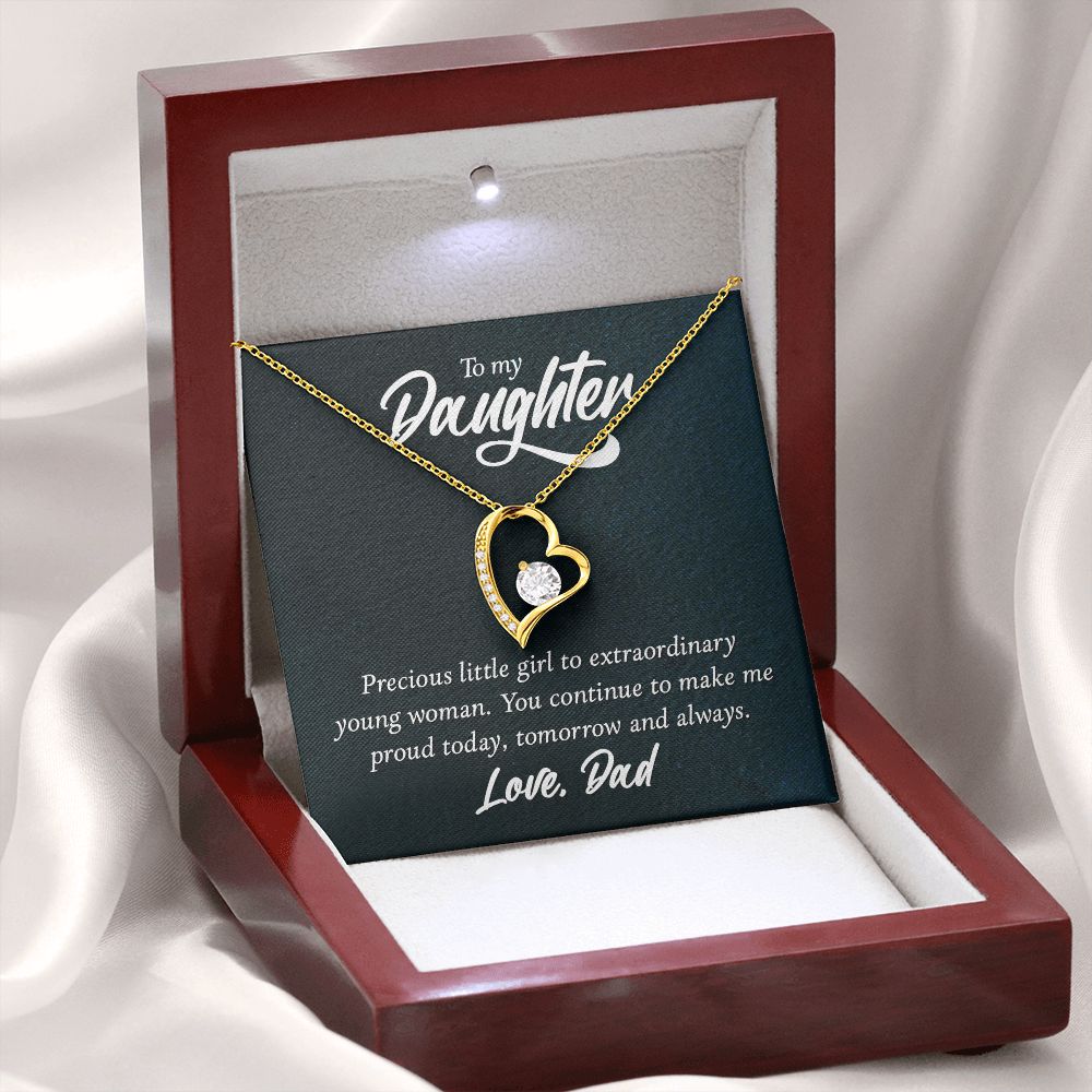 To My Daughter Precious Little Girl Forever Necklace w Message Card-Express Your Love Gifts