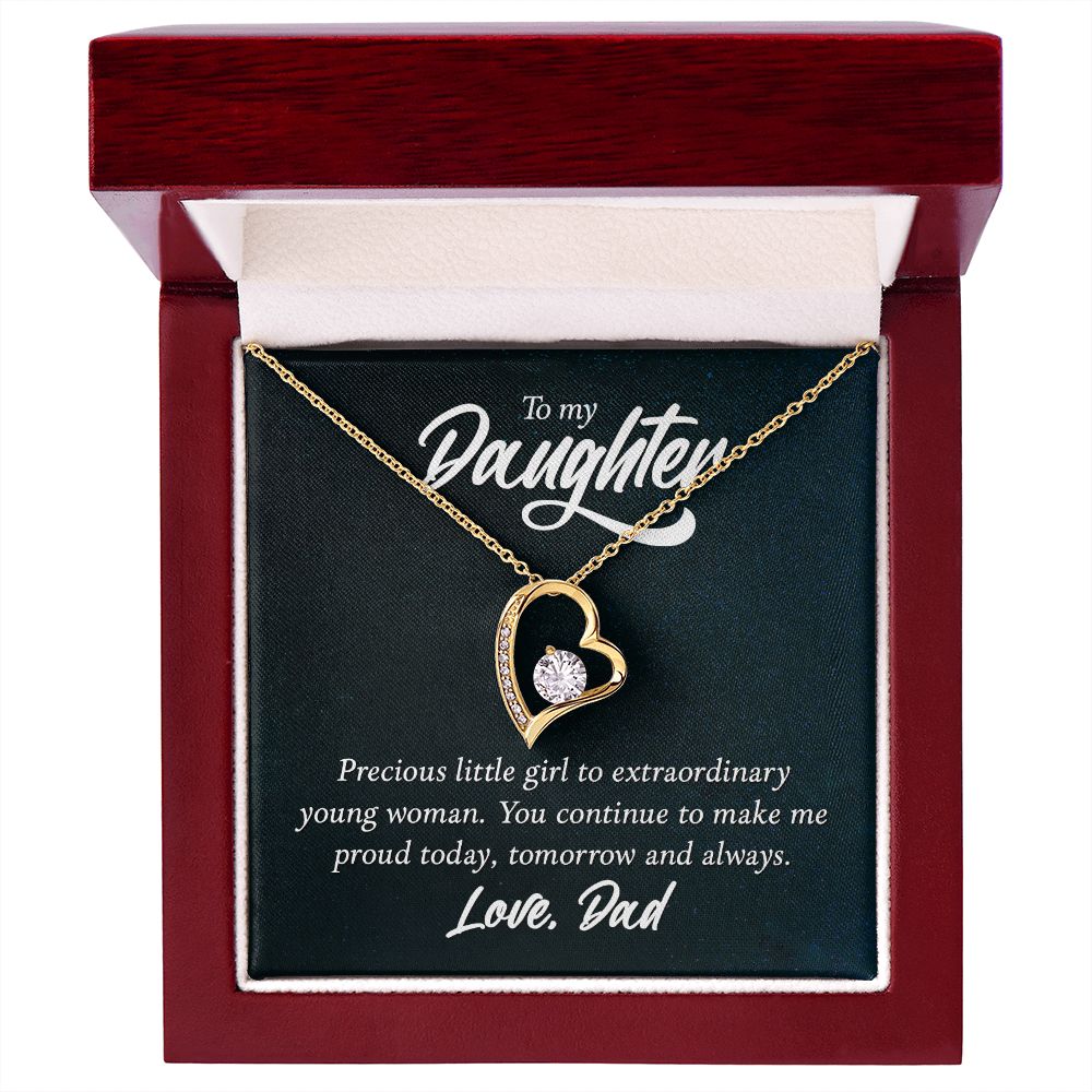 To My Daughter Precious Little Girl Forever Necklace w Message Card-Express Your Love Gifts