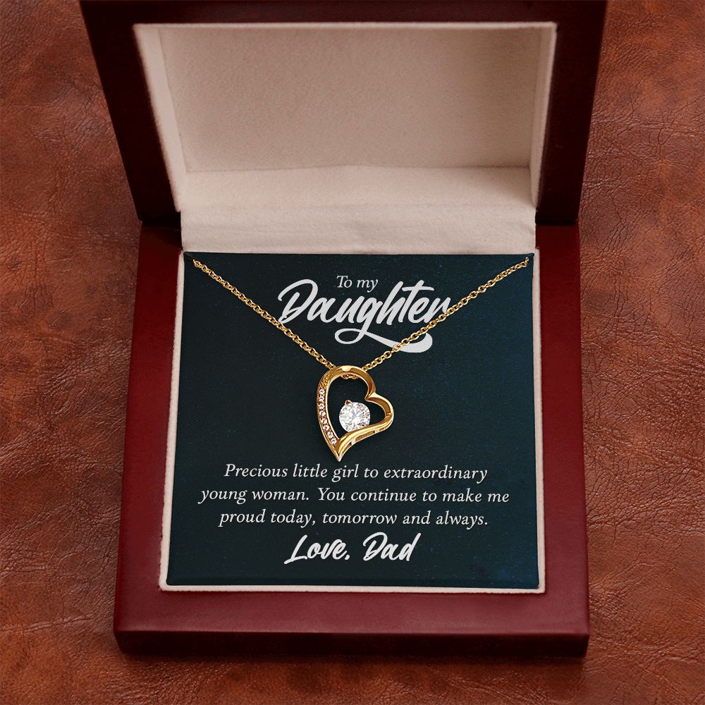 To My Daughter Precious Little Girl Forever Necklace w Message Card-Express Your Love Gifts