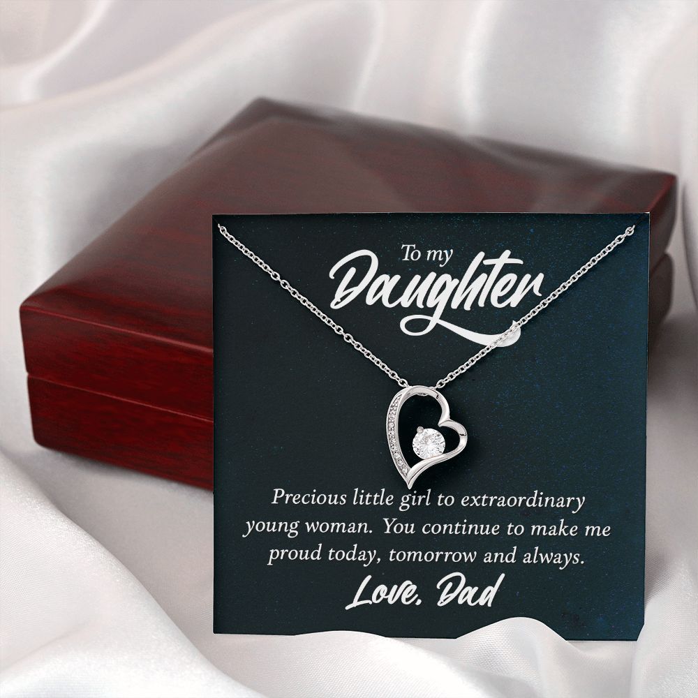 To My Daughter Precious Little Girl Forever Necklace w Message Card-Express Your Love Gifts