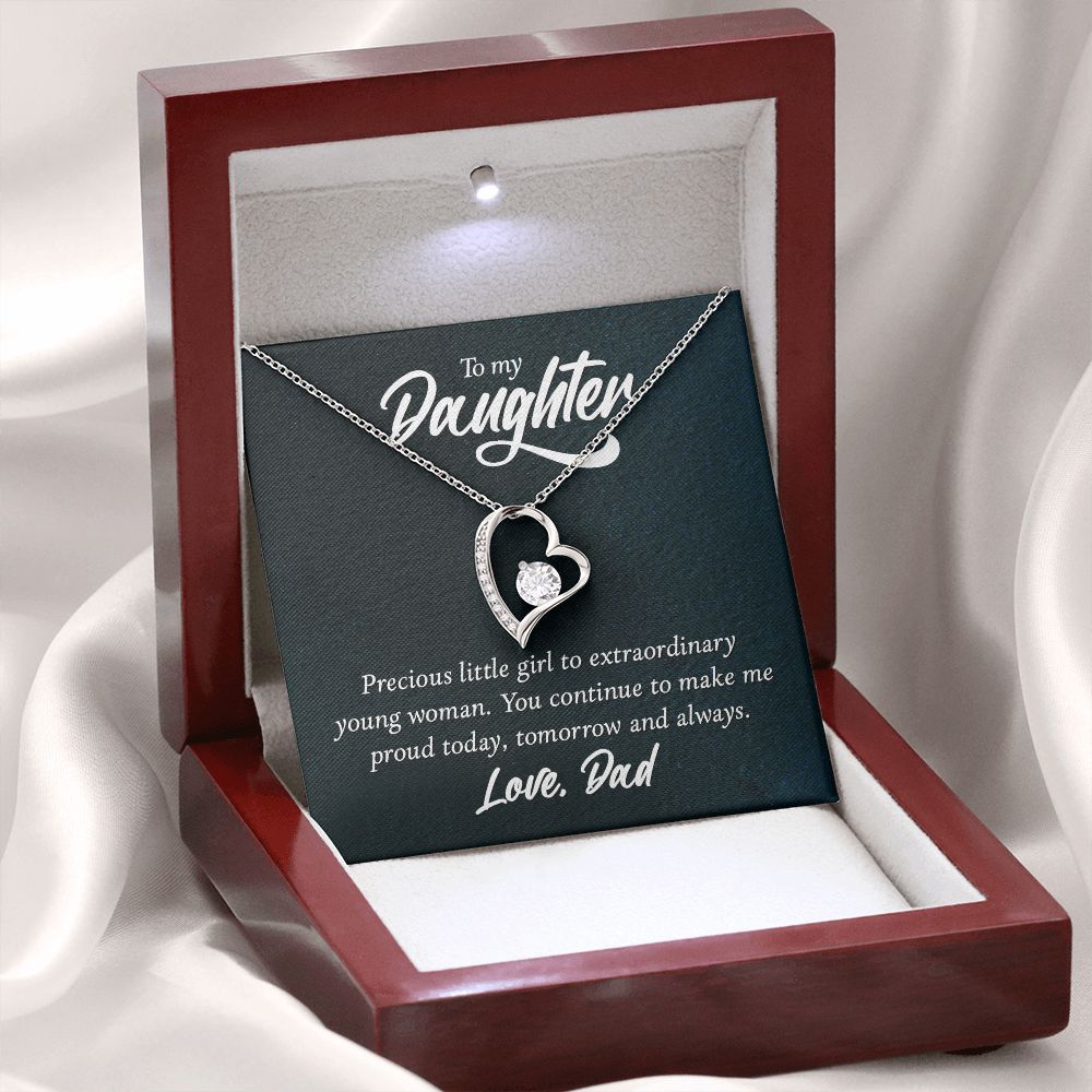 To My Daughter Precious Little Girl Forever Necklace w Message Card-Express Your Love Gifts