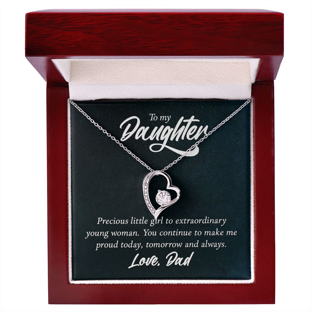 To My Daughter Precious Little Girl Forever Necklace w Message Card-Express Your Love Gifts