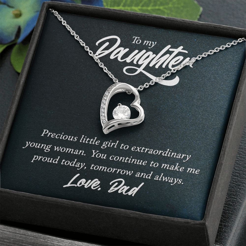 To My Daughter Precious Little Girl Forever Necklace w Message Card-Express Your Love Gifts