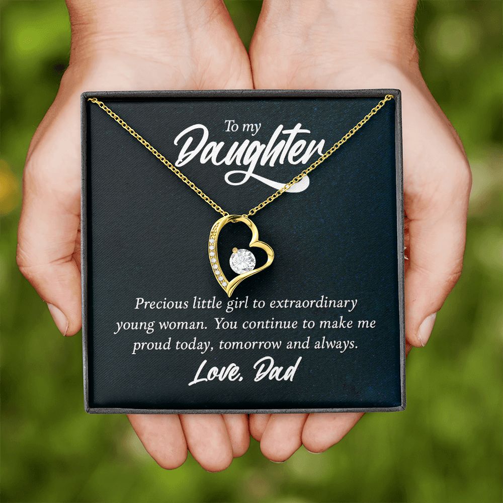To My Daughter Precious Little Girl Forever Necklace w Message Card-Express Your Love Gifts