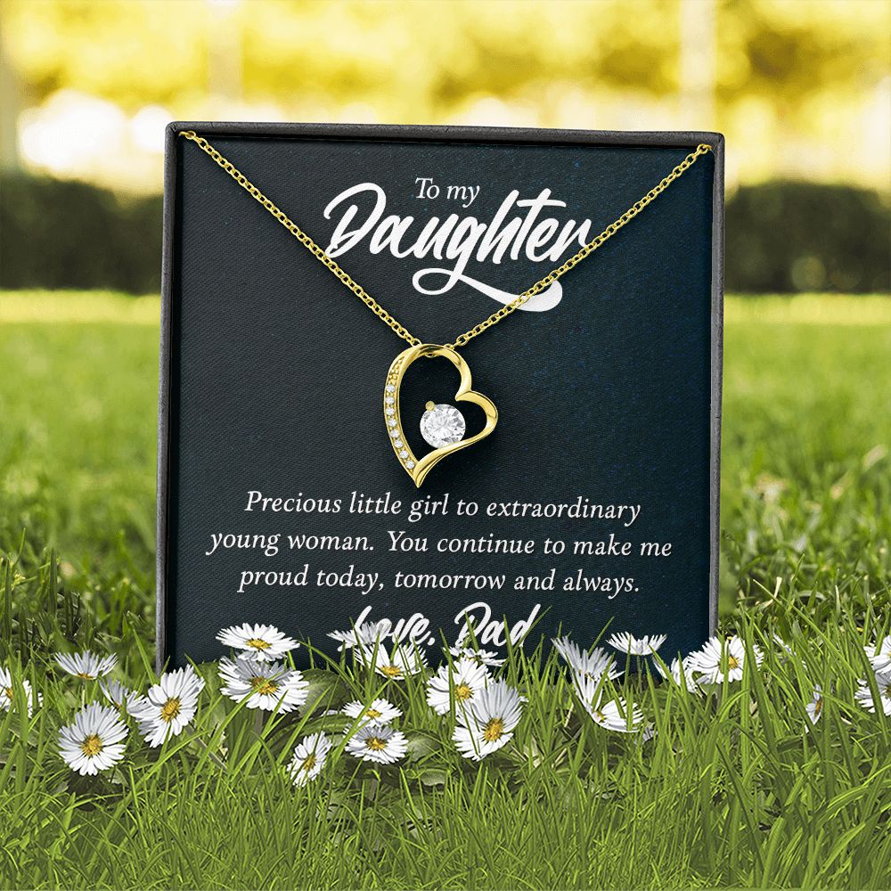 To My Daughter Precious Little Girl Forever Necklace w Message Card-Express Your Love Gifts
