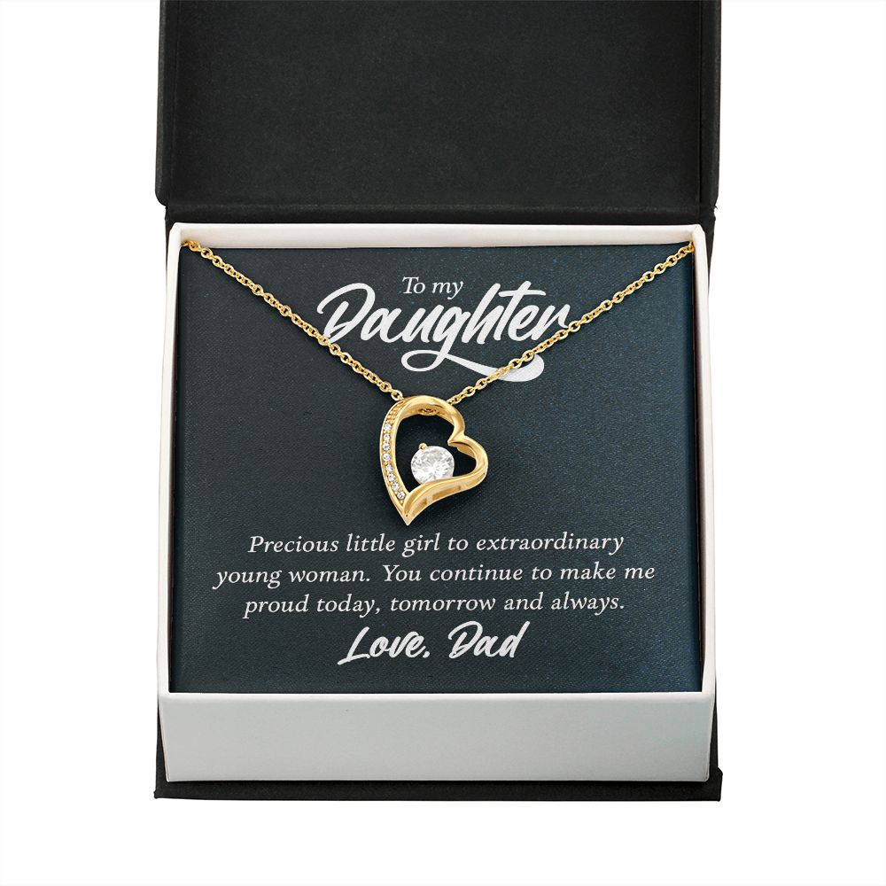 To My Daughter Precious Little Girl Forever Necklace w Message Card-Express Your Love Gifts