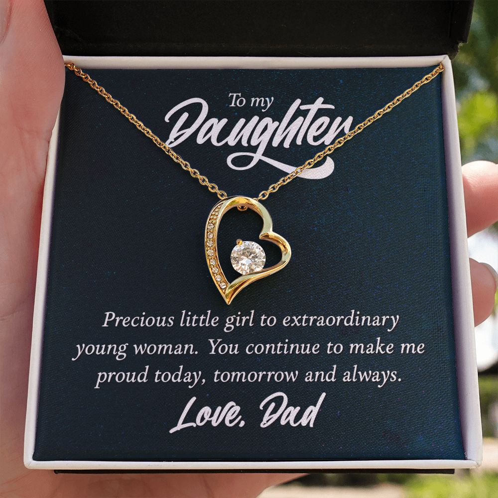 To My Daughter Precious Little Girl Forever Necklace w Message Card-Express Your Love Gifts