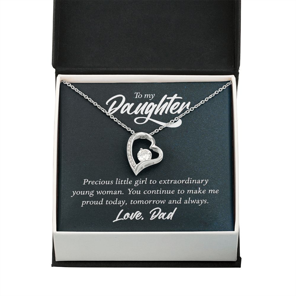To My Daughter Precious Little Girl Forever Necklace w Message Card-Express Your Love Gifts