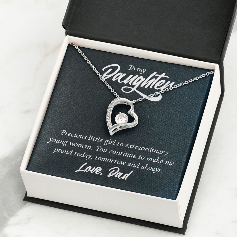 To My Daughter Precious Little Girl Forever Necklace w Message Card-Express Your Love Gifts