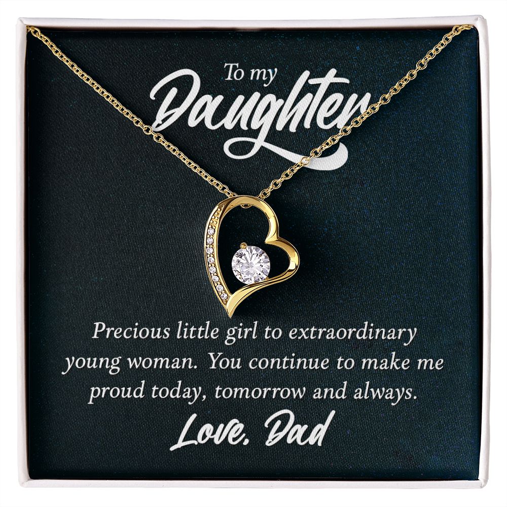 To My Daughter Precious Little Girl Forever Necklace w Message Card-Express Your Love Gifts